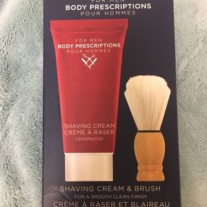 New unopened men’s shaving cream and brush